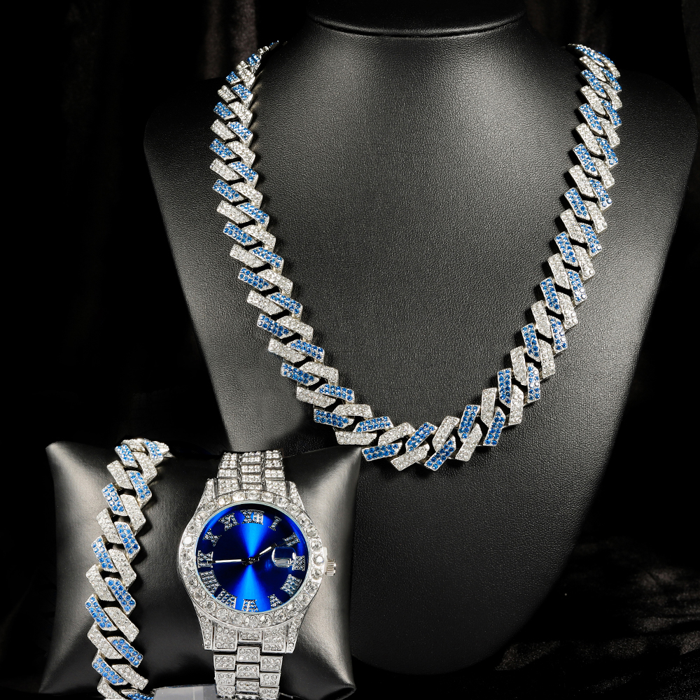 Jewelry Watches For Men - 3pcs Hip-hop Watch Jewelry Set Iced