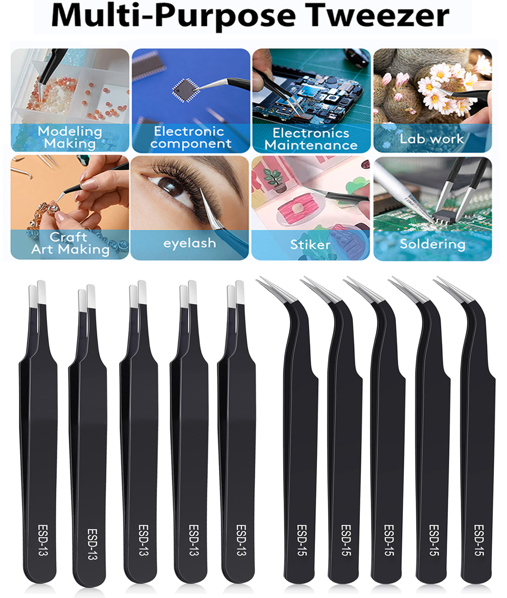 Jewelry Repair & Watches Reviews - ESD Safe Anti-Static Stainless Steel Tweezers