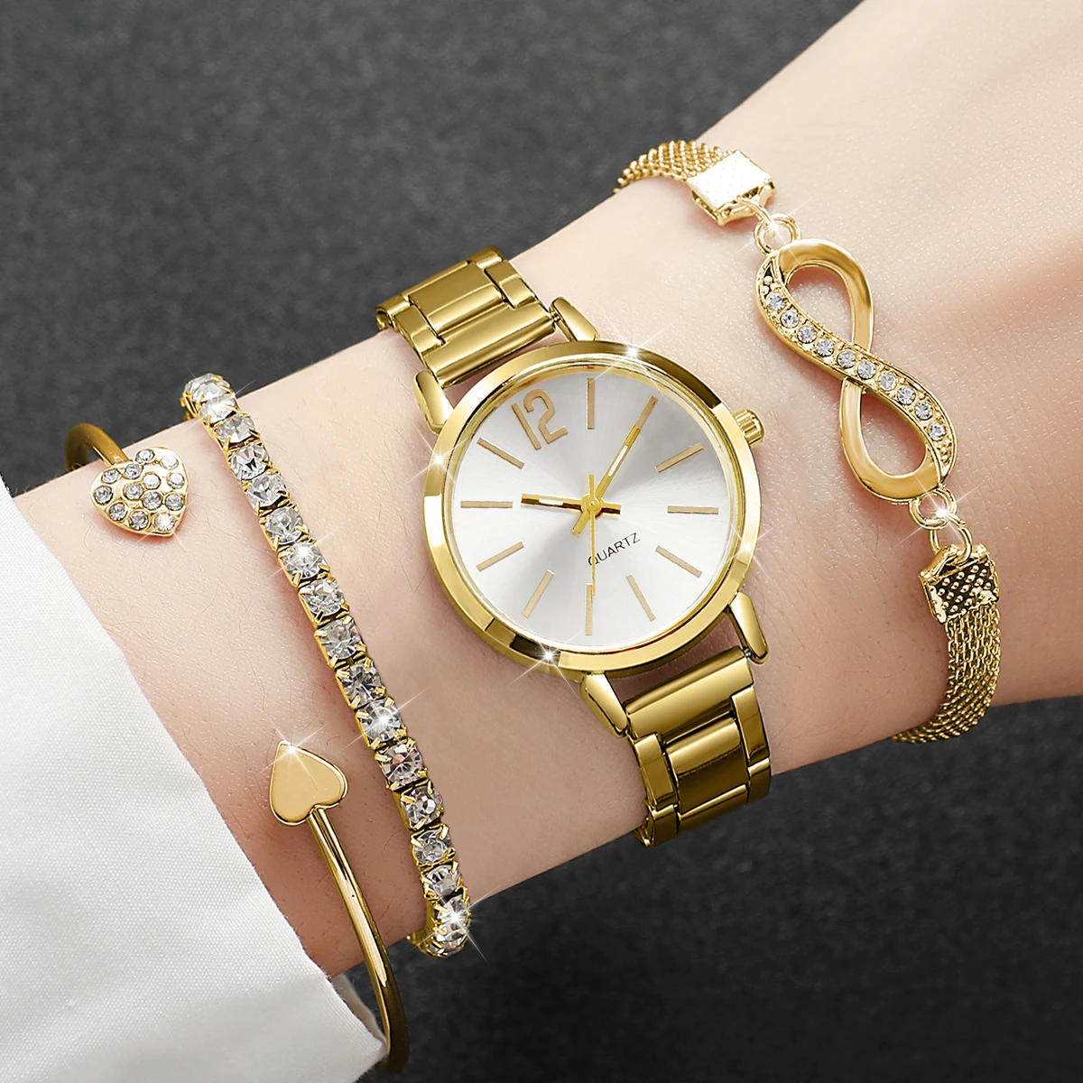 4PCS/Set Fashion Alloy Strap W - Jewelry Diamond Watches recensione e prezzo