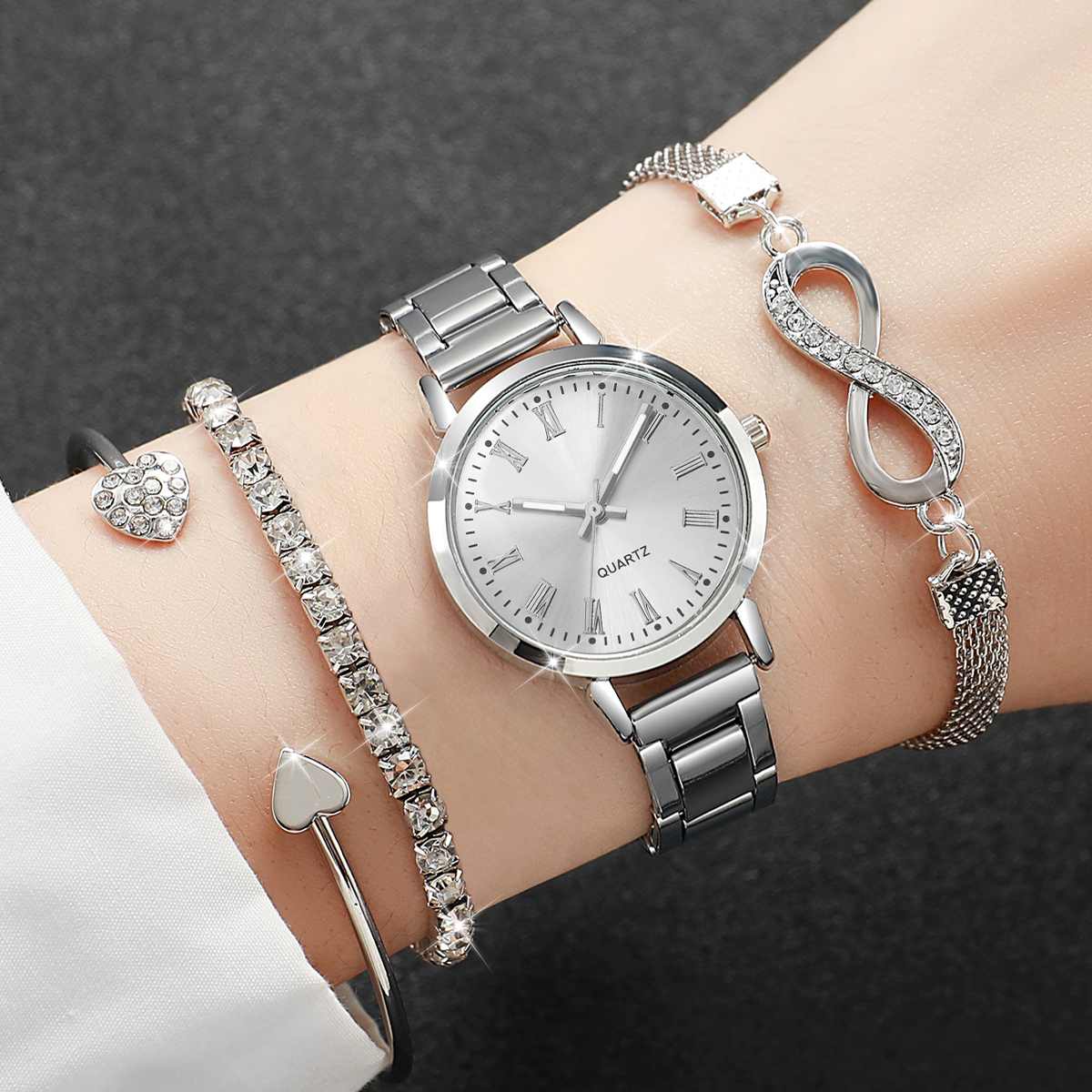 4PCS/Set Fashion Alloy Strap W - Jewelry Diamond Watches recensione e prezzo
