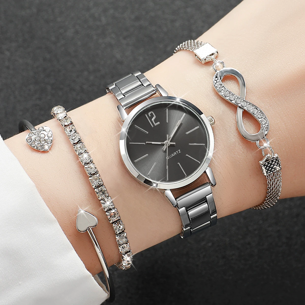 4PCS/Set Fashion Alloy Strap W - Jewelry Diamond Watches recensione e prezzo