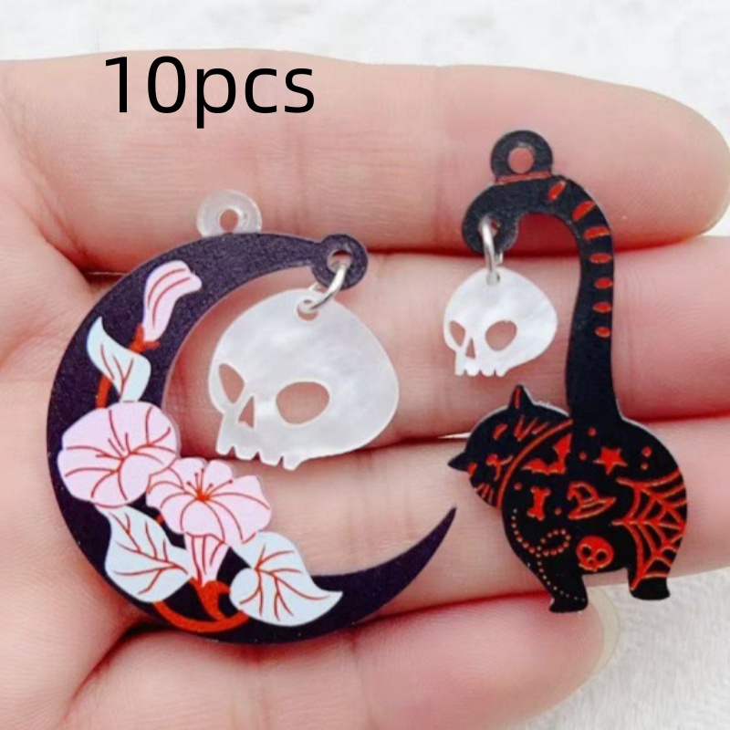 10pcs Halloween Acrylic Ghost  - Jewelry & Watches Spółka Z Ograniczoną Odpowiedzialnością Sp Z Oo recensione e prezzo