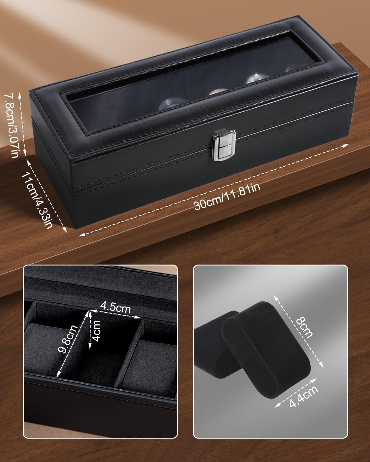6 Slot Watch Box with Glass Li - Jewelry Watches For Men recensione e prezzo