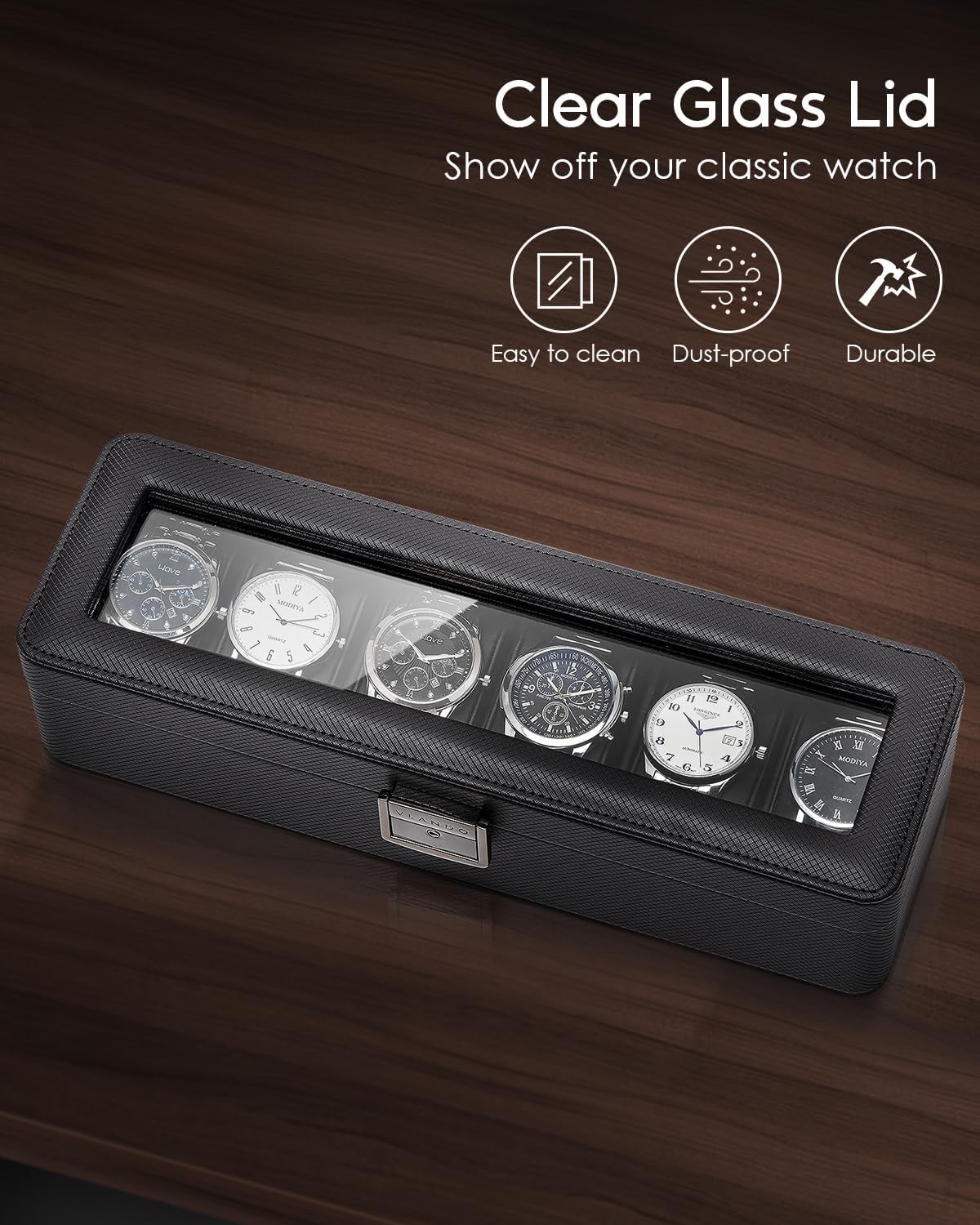 6-Slot Watch Case with Glass L - Jewelry Watches For Men recensione e prezzo