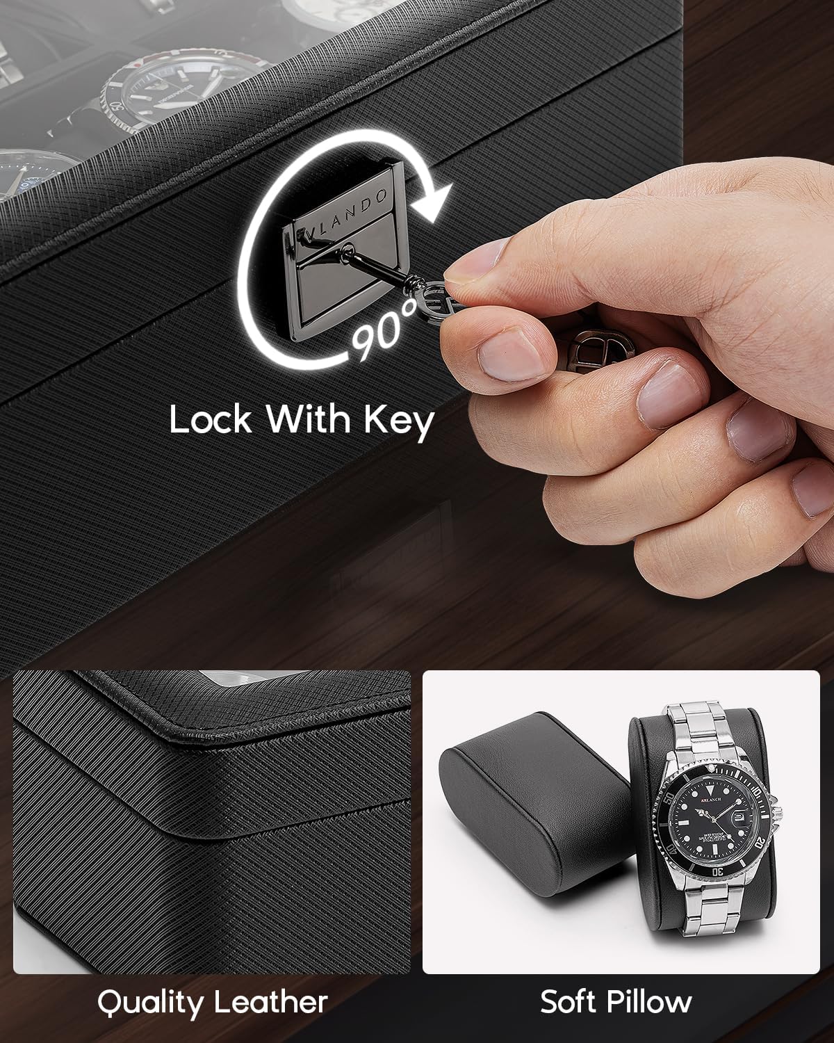6-Slot Watch Case with Glass L - Jewelry Watches For Men recensione e prezzo
