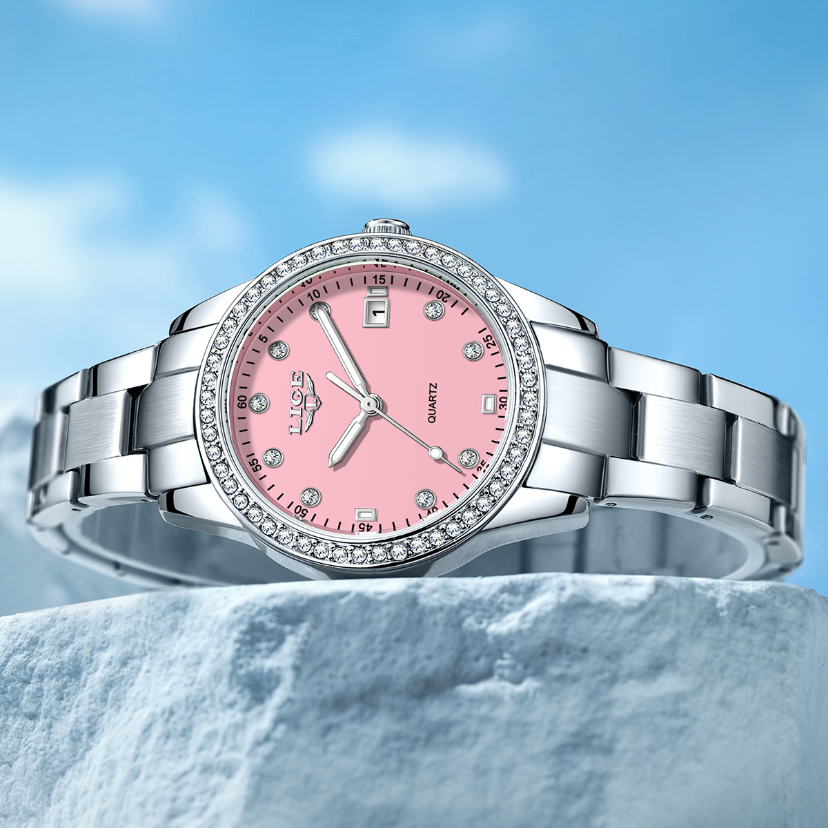 LIGE Creative Pink Dial Diamon - Jewelry Diamond Watches recensione e prezzo