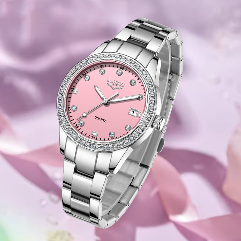 LIGE Creative Pink Dial Diamon - Jewelry Diamond Watches recensione e prezzo