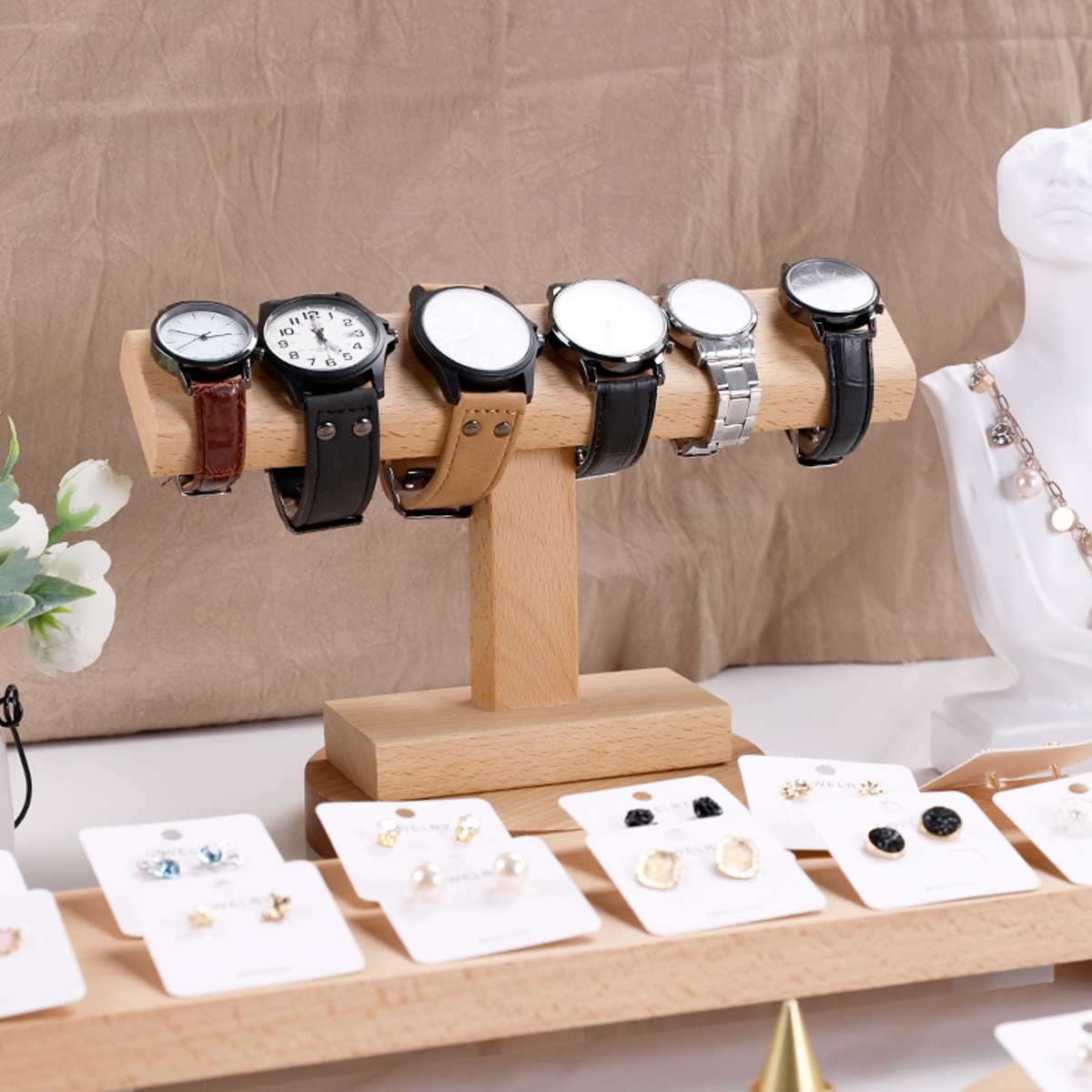 Wooden New T-Bar Vintage Walnu - Jewelry Stand Watches recensione e prezzo